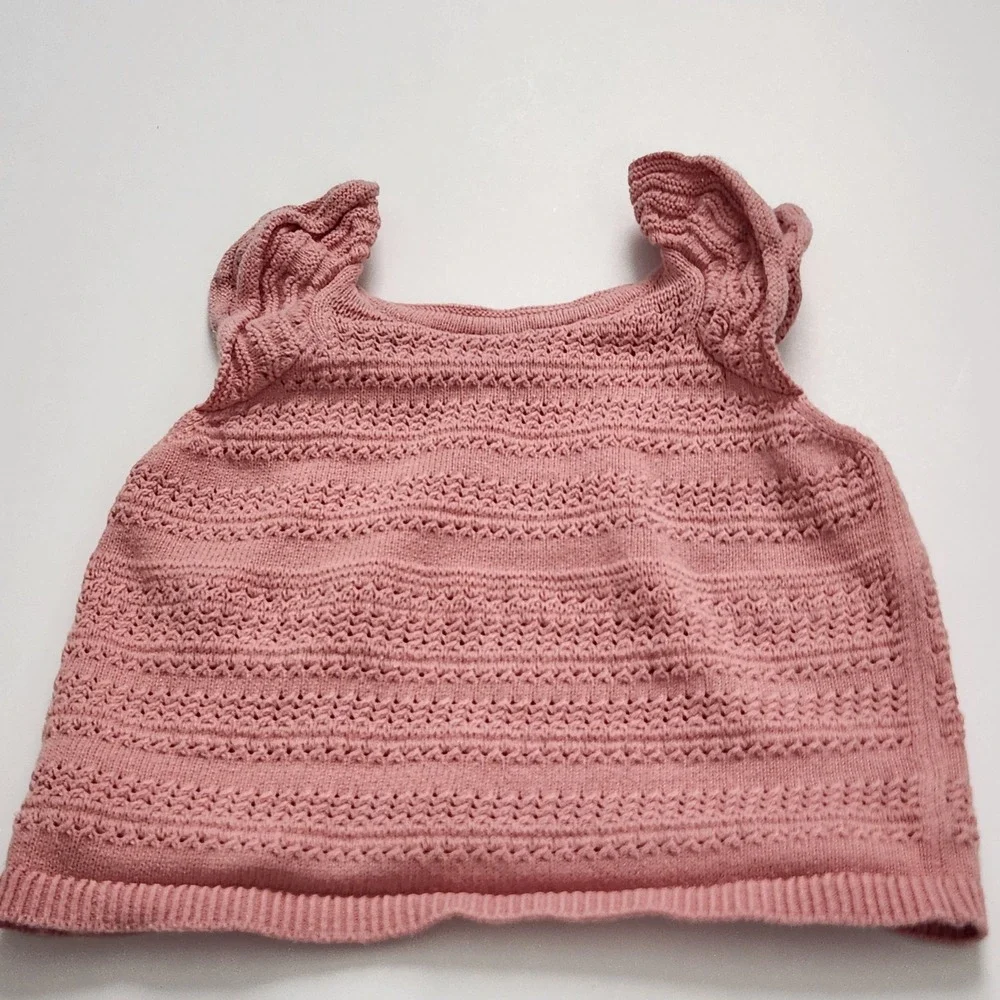 GAP‎ Kids 100% Cotton Pink Knit Ruffle Sleeve tank Top Girls Size XS 4-5